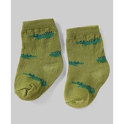 Cute Walk By Babyhug Knit Anti-Bacterial Ankle Length Socks With Animal Design Pack Of 5 - White, Maroon & Green
