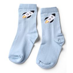 Cute Walk by Babyhug Knit Anti-Bacterial Ankle Length Striped Socks With Star & Rocket Design Pack of 5 - Grey & Sky Blue
