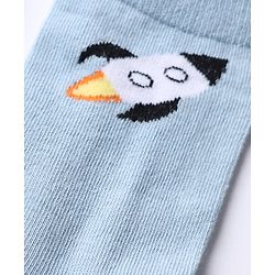 Cute Walk by Babyhug Knit Anti-Bacterial Ankle Length Striped Socks With Star & Rocket Design Pack of 5 - Grey & Sky Blue