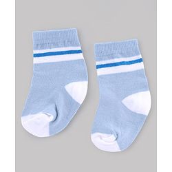 Cute Walk by Babyhug Knit Anti-Bacterial Ankle Length Striped Socks With Sea Life Design Pack of 5 - White & Sky Blue