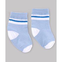 Cute Walk by Babyhug Knit Anti-Bacterial Ankle Length Striped Socks With Sea Life Design Pack of 5 - White & Sky Blue