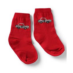 Cute Walk by Babyhug Knit Anti-Bacterial Ankle Length Striped Socks With Vehicle Design Pack of 5 - Grey, Red & Sky Blue