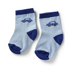 Cute Walk by Babyhug Knit Anti-Bacterial Ankle Length Striped Socks With Vehicle Design Pack of 5 - Grey, Red & Sky Blue