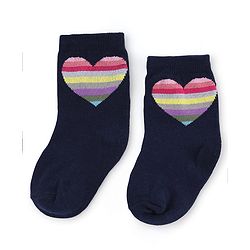 Cute Walk by Babyhug Knit Anti-Bacterial Ankle Length Striped Socks With Polka Dot & Heart Design Pack of 5 - Pink, White & Black