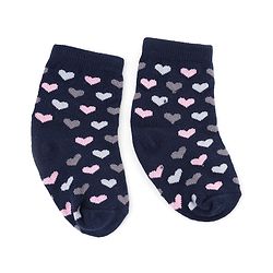 Cute Walk by Babyhug Knit Anti-Bacterial Ankle Length Striped Socks With Heart Design Pack of 5 - Grey & Black
