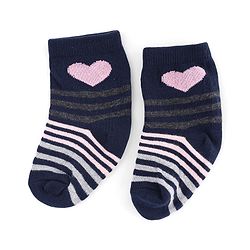 Cute Walk by Babyhug Knit Anti-Bacterial Ankle Length Striped Socks With Heart Design Pack of 5 - Grey & Black