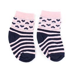 Cute Walk by Babyhug Knit Anti-Bacterial Ankle Length Striped Socks With Heart Design Pack of 5 - Grey & Black