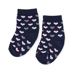 Cute Walk by Babyhug Knit Anti-Bacterial Ankle Length Striped Socks With Heart Design Pack of 5 - Grey & Black