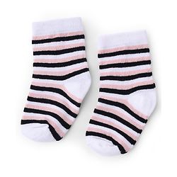 Cute Walk by Babyhug Knit Anti-Bacterial Ankle Length Striped Socks With Polka Dot Design Pack of 5 - Grey, White & Pink