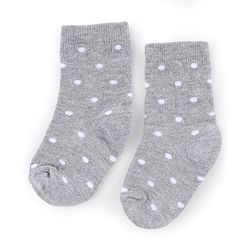 Cute Walk by Babyhug Knit Anti-Bacterial Ankle Length Striped Socks With Polka Dot Design Pack of 5 - Grey, White & Pink