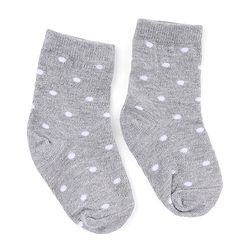 Cute Walk by Babyhug Knit Anti-Bacterial Ankle Length Striped Socks With Polka Dot Design Pack of 5 - Grey, White & Pink
