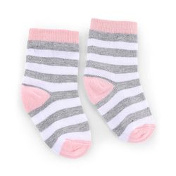 Cute Walk by Babyhug Knit Anti-Bacterial Ankle Length Striped Socks With Polka Dot Design Pack of 5 - Grey, White & Pink