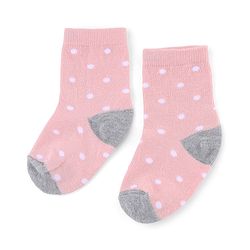 Cute Walk by Babyhug Knit Anti-Bacterial Ankle Length Striped Socks With Polka Dot Design Pack of 5 - Grey, White & Pink