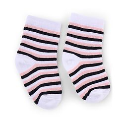 Cute Walk by Babyhug Knit Anti-Bacterial Ankle Length Striped Socks With Polka Dot Design Pack of 5 - Grey, White & Pink