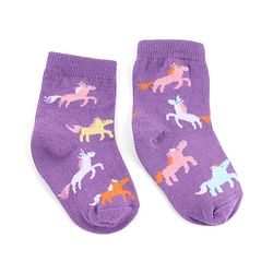 Cute Walk by Babyhug Knit Anti-Bacterial Ankle Length  Socks With Unicorn, Hearts & Rainbow Design Pack of 5 - Purple, Light Blue & Pink
