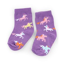 Cute Walk by Babyhug Knit Anti-Bacterial Ankle Length  Socks With Unicorn, Hearts & Rainbow Design Pack of 5 - Purple, Light Blue & Pink