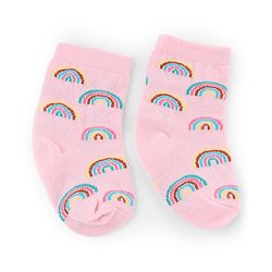 Cute Walk by Babyhug Knit Anti-Bacterial Ankle Length  Socks With Unicorn, Hearts & Rainbow Design Pack of 5 - Purple, Light Blue & Pink