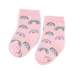 Cute Walk by Babyhug Knit Anti-Bacterial Ankle Length  Socks With Unicorn, Hearts & Rainbow Design Pack of 5 - Purple, Light Blue & Pink