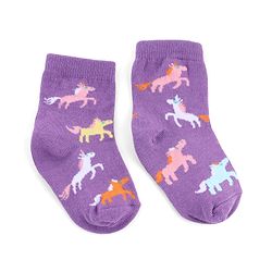 Cute Walk by Babyhug Knit Anti-Bacterial Ankle Length  Socks With Unicorn, Hearts & Rainbow Design Pack of 5 - Purple, Light Blue & Pink