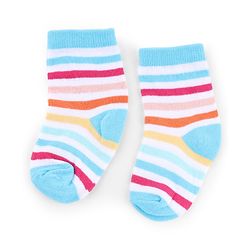 Cute Walk by Babyhug Knit Anti-Bacterial Ankle Length Striped Socks With Polka Dot & Unicorn Design Pack of 5 - Pink, White & Grey