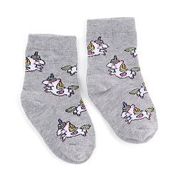 Cute Walk by Babyhug Knit Anti-Bacterial Ankle Length Striped Socks With Polka Dot & Unicorn Design Pack of 5 - Pink, White & Grey