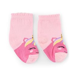 Cute Walk by Babyhug Knit Anti-Bacterial Ankle Length Striped Socks With Polka Dot & Unicorn Design Pack of 5 - Pink, White & Grey