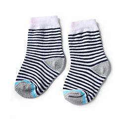 Cute Walk by Babyhug Knit Anti-Bacterial Ankle Length Striped Socks With Design Pack of 5 - Black, White & Grey