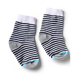 Cute Walk by Babyhug Knit Anti-Bacterial Ankle Length Striped Socks With Design Pack of 5 - Black, White & Grey