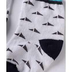 Cute Walk by Babyhug Knit Anti-Bacterial Ankle Length Striped Socks With Design Pack of 5 - Black, White & Grey