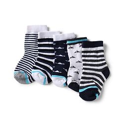 Cute Walk by Babyhug Knit Anti-Bacterial Ankle Length Striped Socks With Design Pack of 5 - Black, White & Grey