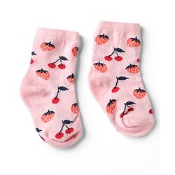 Cute Walk by Babyhug Knit Anti-Bacterial Ankle Length Socks With Fruit Design Pack of 5 - Pink, White & Lilac