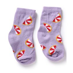 Cute Walk by Babyhug Knit Anti-Bacterial Ankle Length Socks With Fruit Design Pack of 5 - Pink, White & Lilac