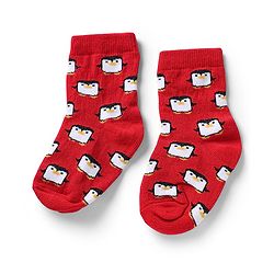 Cute Walk by Babyhug Knit Anti-Bacterial Ankle Length Striped Socks With Teddy Bear & Penguin Design Pack of 5 - Yellow, Red & Black