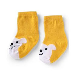 Cute Walk by Babyhug Knit Anti-Bacterial Ankle Length Striped Socks With Teddy Bear & Penguin Design Pack of 5 - Yellow, Red & Black
