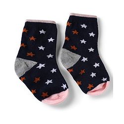 Cute Walk by Babyhug Knit Anti-Bacterial Ankle Length Striped Socks With Star Design Pack of 5 - Pink, Black & Grey