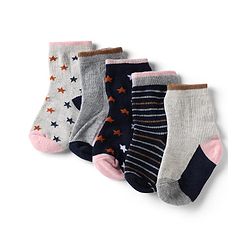 Cute Walk by Babyhug Knit Anti-Bacterial Ankle Length Striped Socks With Star Design Pack of 5 - Pink, Black & Grey