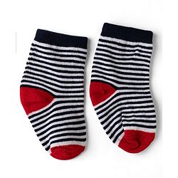 Cute Walk By Babyhug Knit Anti-Bacterial Ankle Length Striped Socks With Text Print Pack of 5  - Red & Grey