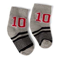 Cute Walk By Babyhug Knit Anti-Bacterial Ankle Length Striped Socks With Text Print Pack of 5  - Red & Grey