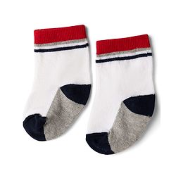 Cute Walk By Babyhug Knit Anti-Bacterial Ankle Length Striped Socks With Text Print Pack of 5  - Red & Grey