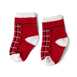 Cute Walk By Babyhug Knit Anti-Bacterial Ankle Length Striped Socks With Text Print Pack of 5  - Red & Grey