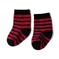 Cute Walk By Babyhug Knit Anti-Bacterial Ankle Length Striped Socks With Text Print Pack of 5  - Red & Grey