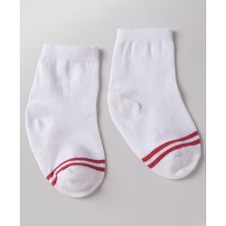 Cute Walk By Babyhug Poly Blends Knit Anti Bacterial Ankle Length Striped Socks With Paw Desgin Pack of 5 - Red, Dark Pink & White