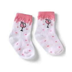 Cute Walk by Babyhug Knit Anti-Bacterial Ankle Length Striped Socks With Strawberry & Floral Design Pack of 5 - Pink & White