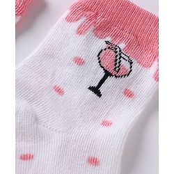 Cute Walk by Babyhug Knit Anti-Bacterial Ankle Length Striped Socks With Strawberry & Floral Design Pack of 5 - Pink & White