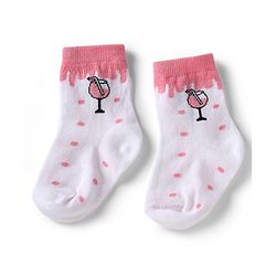 Cute Walk by Babyhug Knit Anti-Bacterial Ankle Length Striped Socks With Strawberry & Floral Design Pack of 5 - Pink & White
