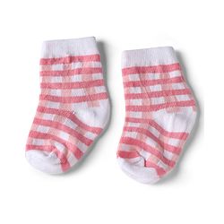 Cute Walk by Babyhug Knit Anti-Bacterial Ankle Length Striped Socks With Strawberry & Floral Design Pack of 5 - Pink & White