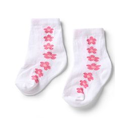 Cute Walk by Babyhug Knit Anti-Bacterial Ankle Length Striped Socks With Strawberry & Floral Design Pack of 5 - Pink & White