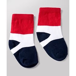 Cute Walk By Babyhug Poly Blends Knit Anti Bacterial Ankle Length Striped Socks With Paw Design Pack of 5 - Red, Dark Pink & White