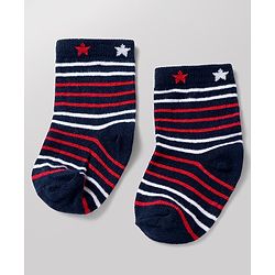 Cute Walk By Babyhug Poly Blends Knit Anti Bacterial Ankle Length Striped Socks With Paw Design Pack of 5 - Red, Dark Pink & White