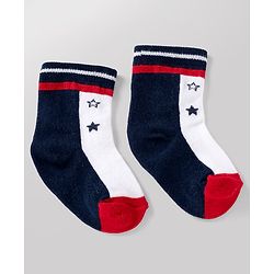 Cute Walk By Babyhug Poly Blends Knit Anti Bacterial Ankle Length Striped Socks With Paw Design Pack of 5 - Red, Dark Pink & White